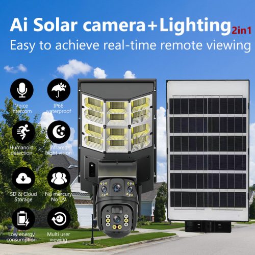 V380Pro 4G IP Camera Quality product Solar Street Lamp Integrated 12MP 8K Three Screen Security Protection CCTV