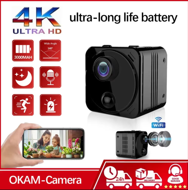 主图_01 R8 Mini Wifi 4K Surveillance Camera Night Vision Motion Detection Ip Camera Smart Home Wireless Security Cam Low Power Webcam