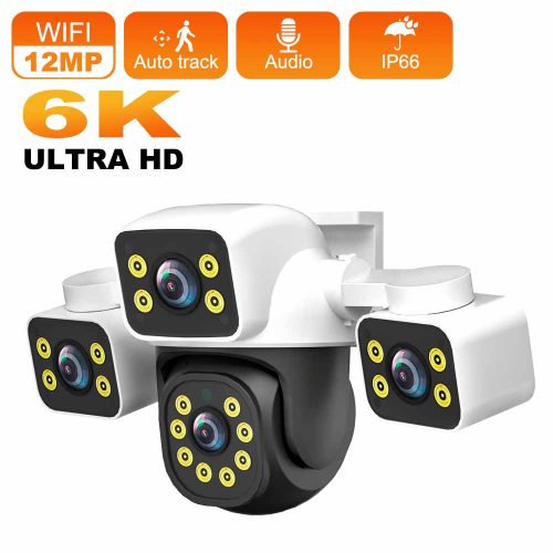 6K 12MP Outdoor ExternalFHD IP Camera 3 Lens 3Screens WiFi Camera 4K Dual Screen Auto Tracking Security PTZ Camera IPC360 Home