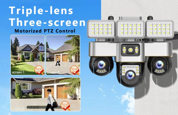 V380pro 4G Camera 15MP 8K Wireless Outdoor IP66 Three Lens PTZ TWO-Way Audio Human Auto Tracking Surveillance Camera CCTV Camera