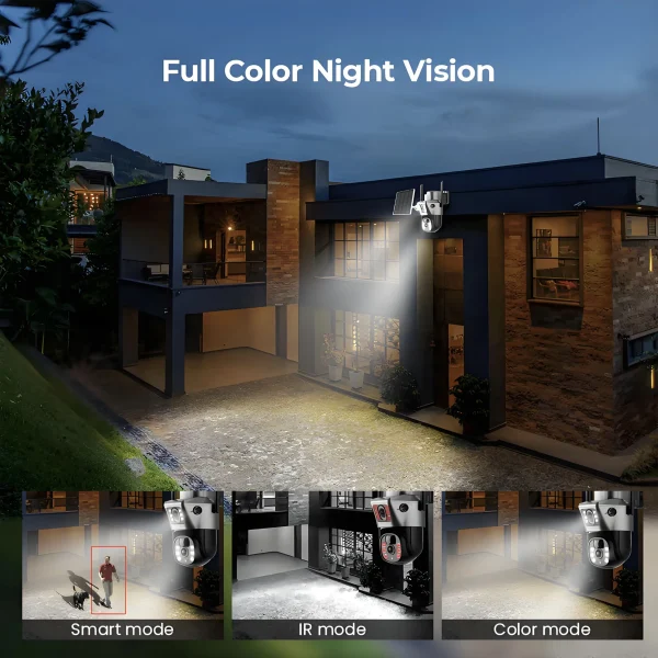 主图_07 Home Solar Outdoor Camera Water Proof Motion Detection Low Power Consumption Double Lens 360° View 4G Wireless Security Camera