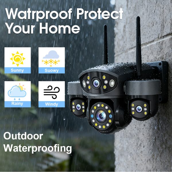 Triple Lens WiFi PTZ Security Camera – Smarter Outdoor Surveillance with Three-Way Coverage