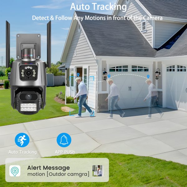 8MP Dual Lens WiFi PTZ Security Camera with AI Human Detection & Color Night Vision