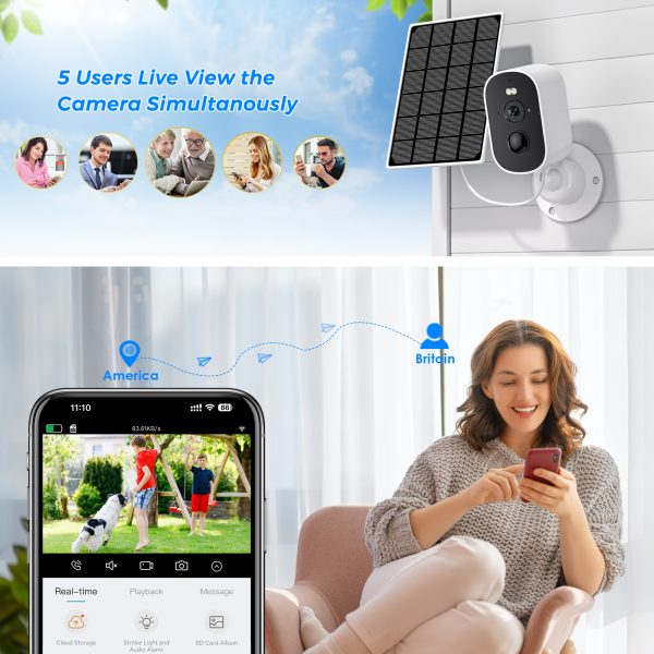 Outdoor Solar Camera 3K HD Wireless WiFi Camera 4800mAh Battery PIR Motion Alarm Color Night Vision CCTV Camera