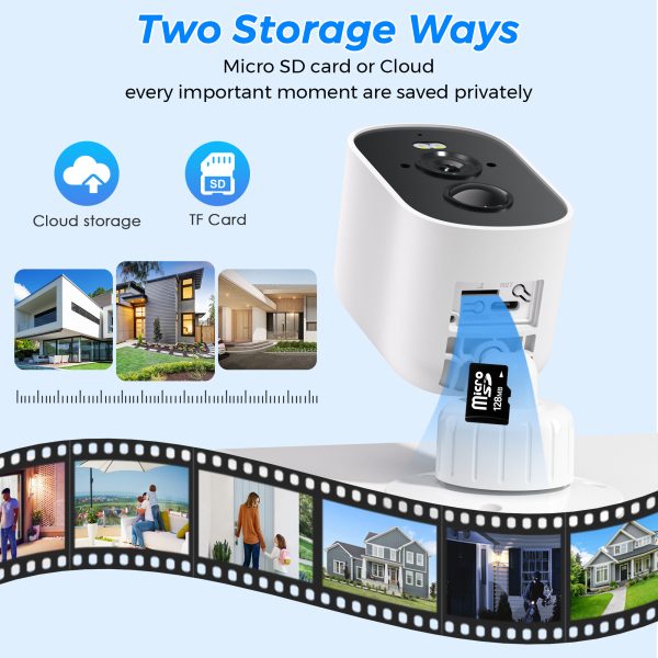 Outdoor Solar Camera 3K HD Wireless WiFi Camera 4800mAh Battery PIR Motion Alarm Color Night Vision CCTV Camera