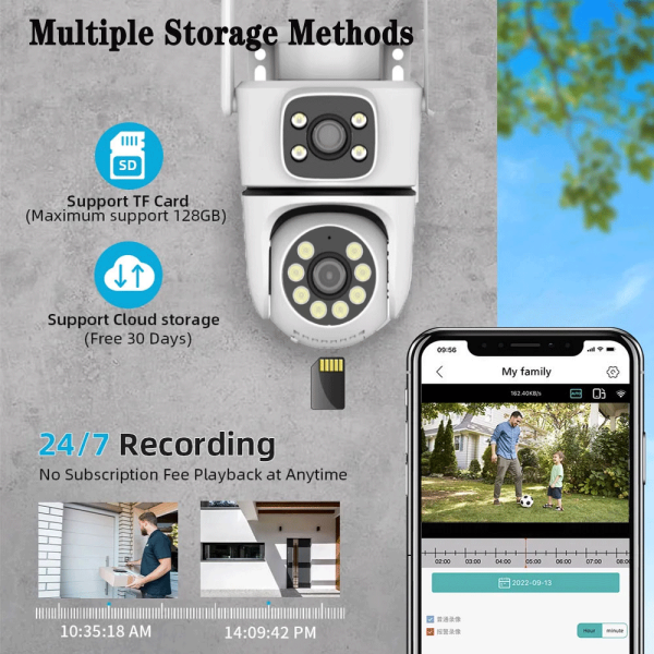 描述图_21 Tuya Dual-Lens 5G Wifi Camera PTZ Outdoor 4K HD Dual Screen Home Security-protection Camera Color Night Vision Surveillance