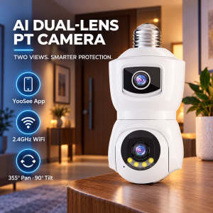 4k Bulb Camera Dual-Lens PT Camera | YooSee WiFi Indoor Security