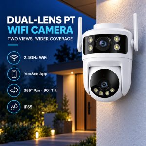 Dual-Lens PT WiFi Camera with Dual View and Human Tracking