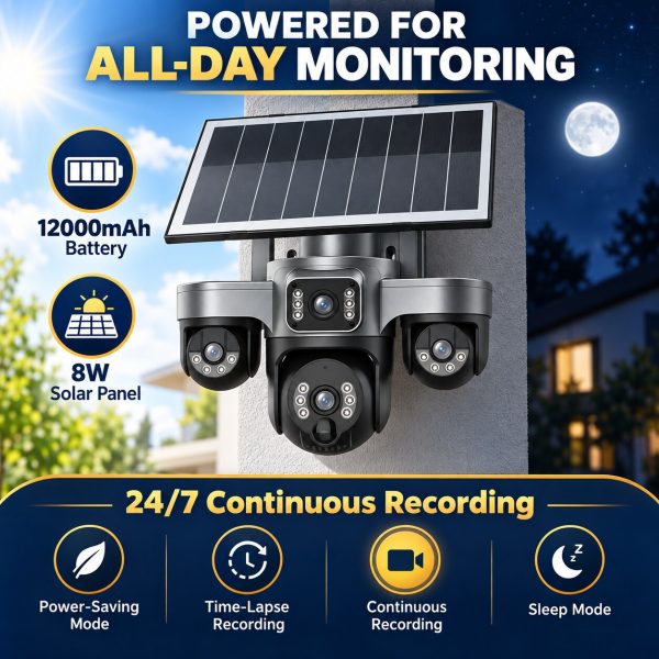 AI 4G AOV Solar Security Camera with 24/7 Recording
