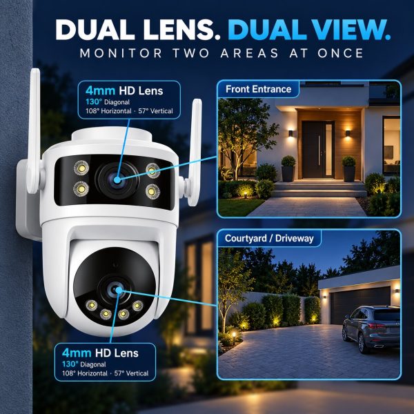 Dual-Lens PT WiFi Camera with Dual View and Human Tracking