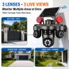 4K Solar Triple-Lens WiFi Security Camera with 3 Live Views