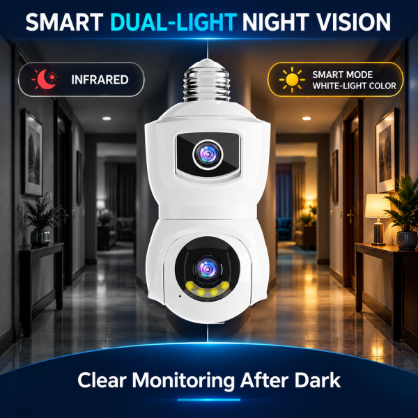 4k Bulb Camera Dual-Lens PT Camera | YooSee WiFi Indoor Security