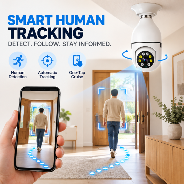 E27 Bulb Camera  PT WiFi Camera with Human Tracking | YooSee