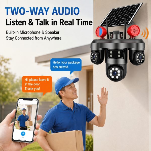 4K Solar Triple-Lens WiFi Security Camera with 3 Live Views
