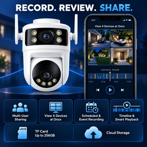 Dual-Lens PT WiFi Camera with Dual View and Human Tracking