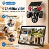 4K Solar Triple-Lens WiFi Security Camera with 3 Live Views