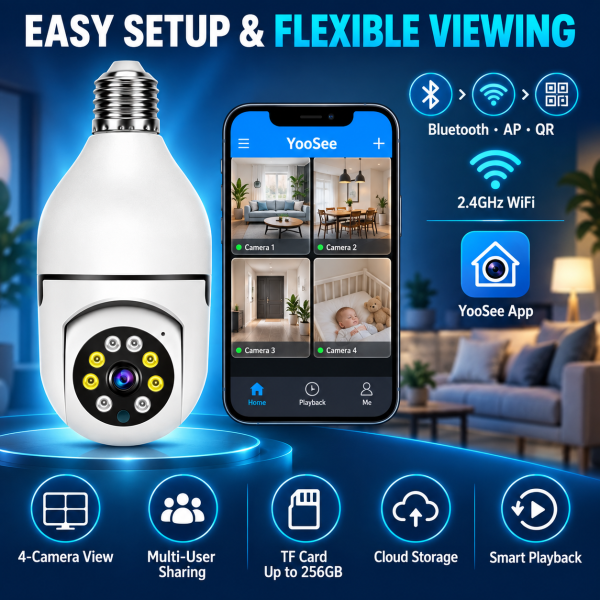 E27 Bulb Camera  PT WiFi Camera with Human Tracking | YooSee