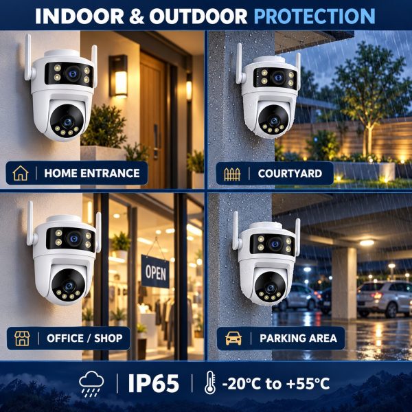 Dual-Lens PT WiFi Camera with Dual View and Human Tracking
